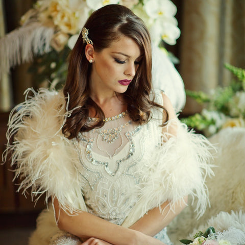 SassB Erin Ostrich Feather Shrug – Happy Wedding Day